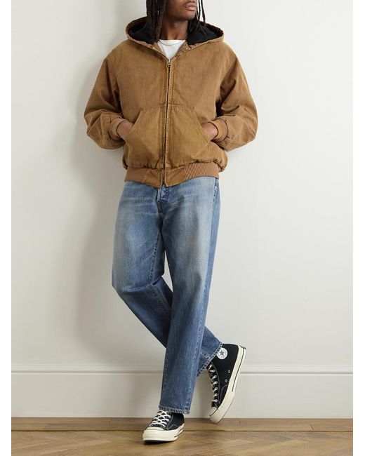 A.PRESSE Brown Cotton, Hemp And Silk-Blend Canvas Hooded Jacket for men