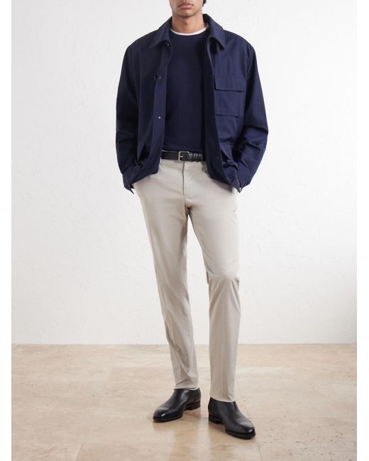 Slowear White Straight-Leg Cotton-Blend Trousers for men