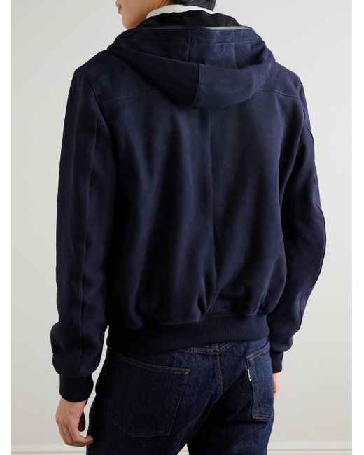 Mr P. Blue Suede Hoodie for men
