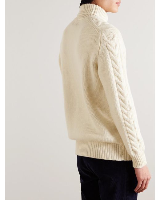 Kingsman White Cable-knit Wool Rollneck Sweater for men