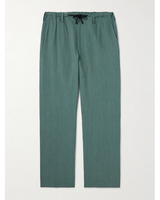 Dries Van Noten Green Cropped Wide-leg Linen-blend Trousers for men