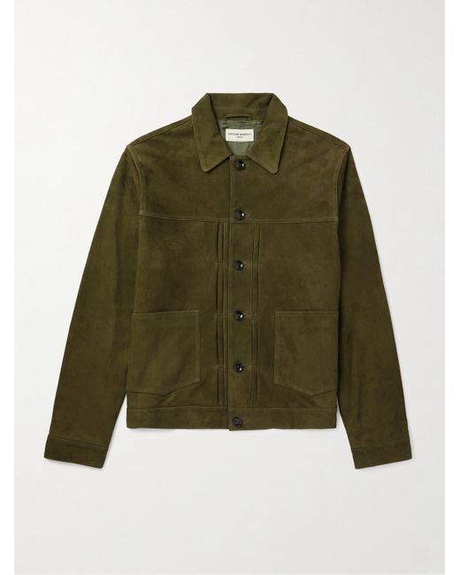 Officine Generale Green Leo Suede Jacket for men