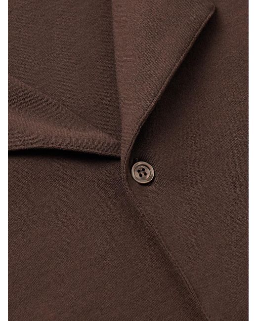 Slowear Brown Zanone Camp-Collar Cotton-Jersey Shirt for men