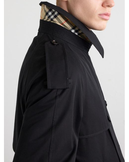 Burberry Black Cropped Cotton-Gabardine Trench Coat for men