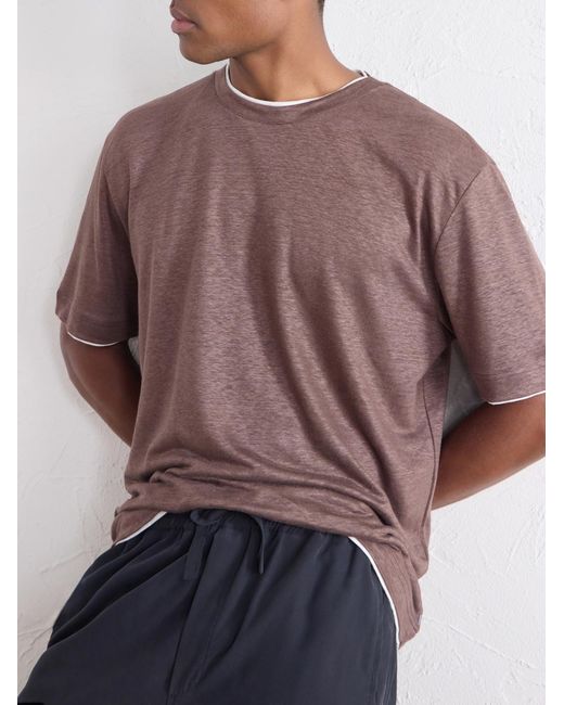 Eleventy Brown Linen T-Shirt for men