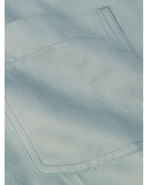Brioni Hemdjacke aus Twill aus einer Seiden-Leinenmischung mit Reverskragen in Blue für Herren
