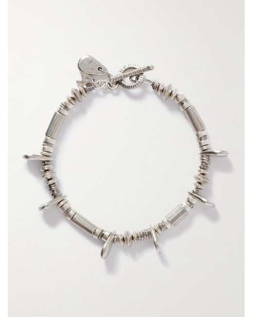 Peyote Bird Gray Platero Sterling Multi-Stone Beaded Bracelet for men