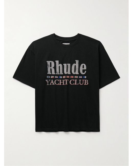 Rhude Flag T-Shirt aus Baumwoll-Jersey mit Logoprint in Black für Herren