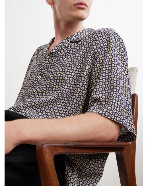A.P.C. Gray Bennet Printed Crepe De Chine Shirt for men