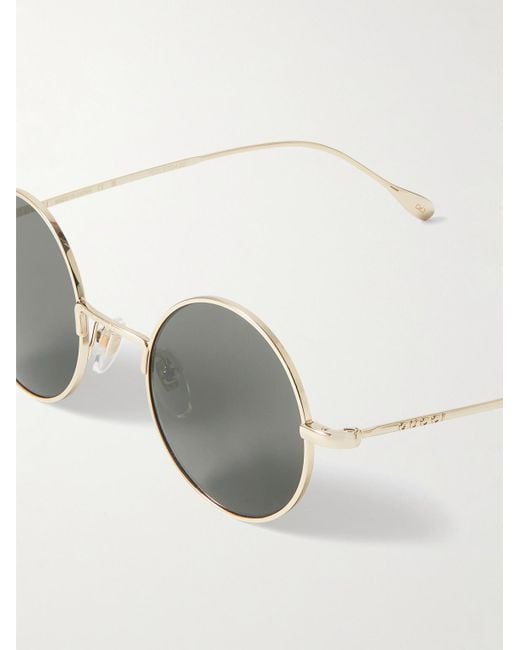 Gucci Metallic Round-frame Gold-tone Sunglasses for men