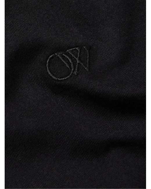 T-shirt in jersey di cotone con logo ricamato di Off-White c/o Virgil Abloh in Black da Uomo