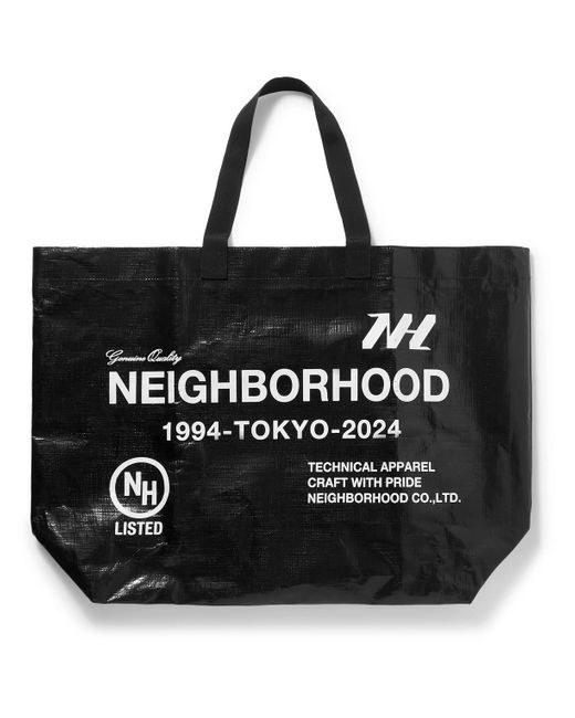 Neighborhood Black Logo-print Coated-canvas Tote for men