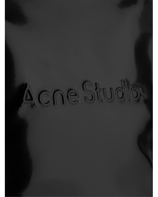 Acne Black Logo-Embossed Faux Glossed-Leather Tote Bag for men