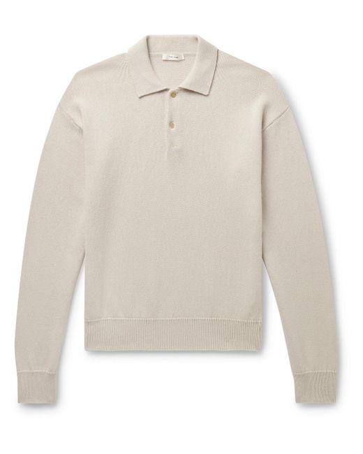The Row White Joyce Cotton And Cashmere-blend Polo Shirt for men