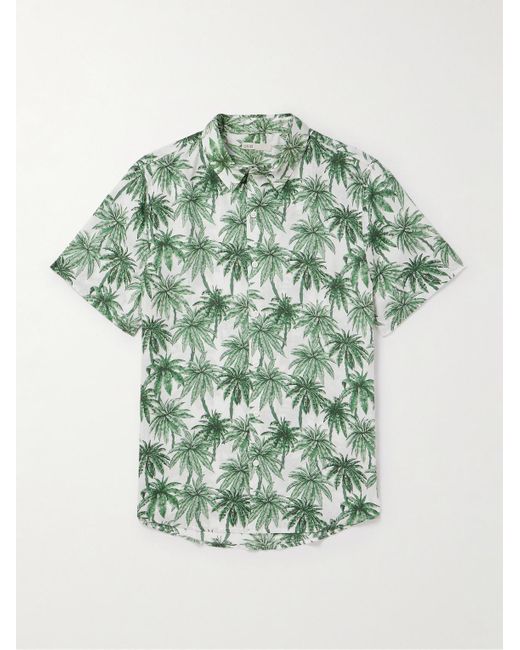 Onia Green Jack Air Printed Linen And Lyocell-blend Shirt for men