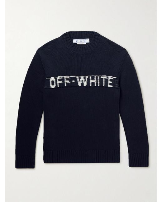Off-White c/o Virgil Abloh Logo-jacquard Cotton-blend Sweater in Black ...