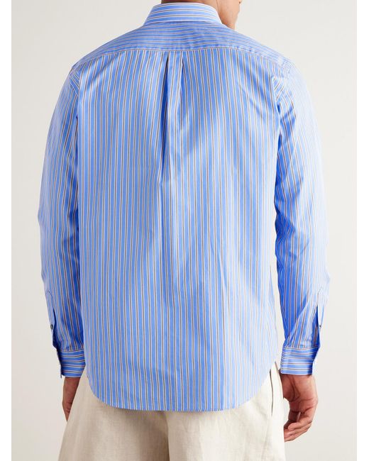 Paul Smith Blue Striped Cotton-Poplin Shirt for men