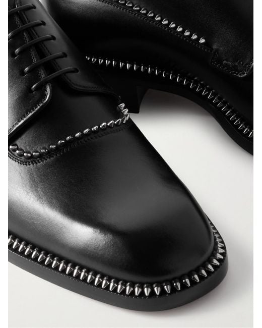 Christian Louboutin Black Cocoriclou Studded Leather Derby Shoes for men