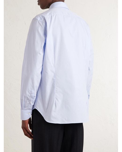 Canali White Impeccabile Cutaway-Collar Cotton-Poplin Shirt for men