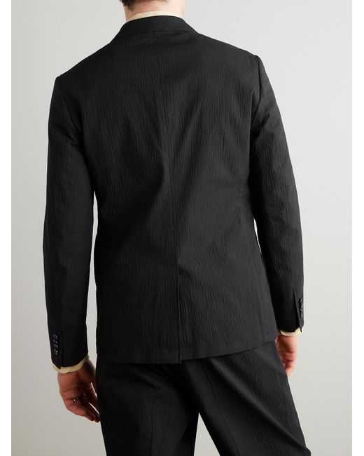 Mr P. Black Stretch-Cotton Seersucker Suit Jacket for men