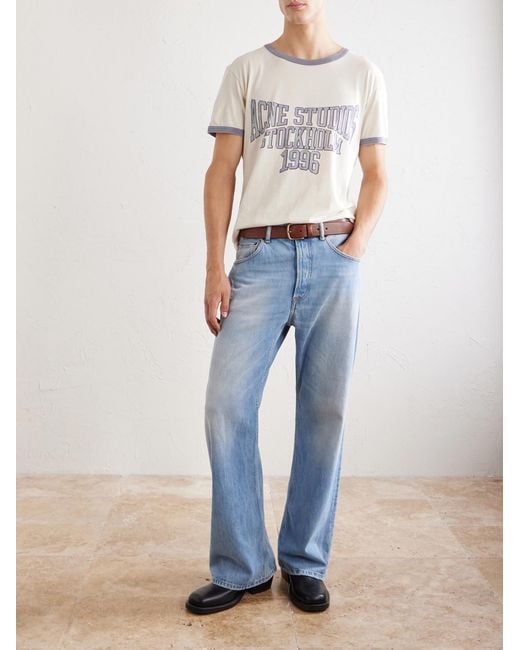 Acne White Logo-print Cotton-jersey T-shirt for men
