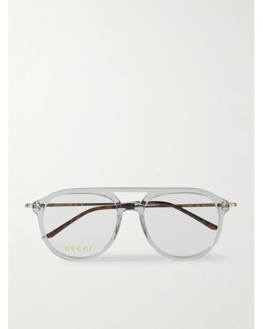 Gucci Natural Aviator-Style Acetate And-Tone Optical Glasses for men
