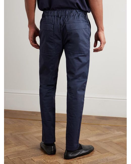 Barena Blue Tapered Stretch-Cotton Gabardine Trousers for men