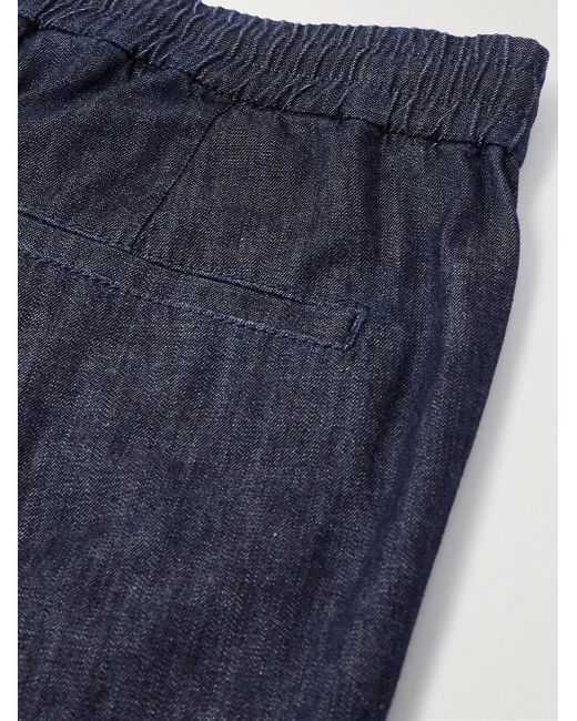 Pantaloni in denim con coulisse e pinces di Brunello Cucinelli in Blue da Uomo