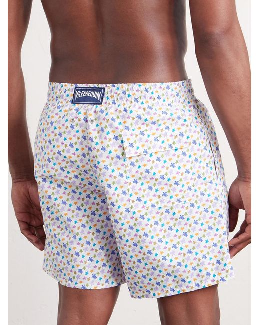 Vilebrequin Blue Moorea Straight-leg Mid-length Printed Swim Shorts for men