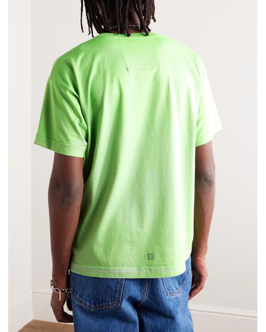T-shirt in jersey di cotone con logo di Givenchy in Green da Uomo