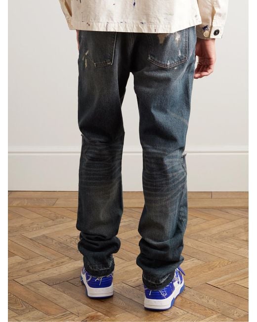 GALLERY DEPT. Blue Starr 5001 Straight-leg Paint-splattered Distressed Jeans for men