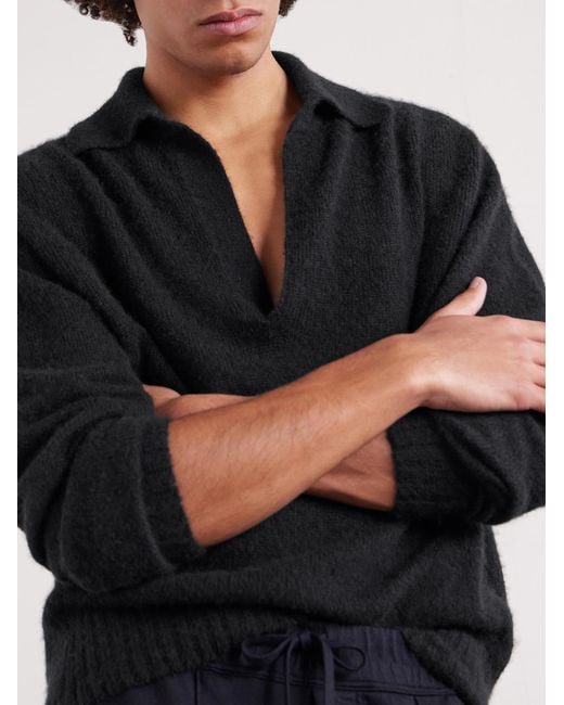 Tom Ford Blue Cashmere And Silk-blend Polo Sweater for men