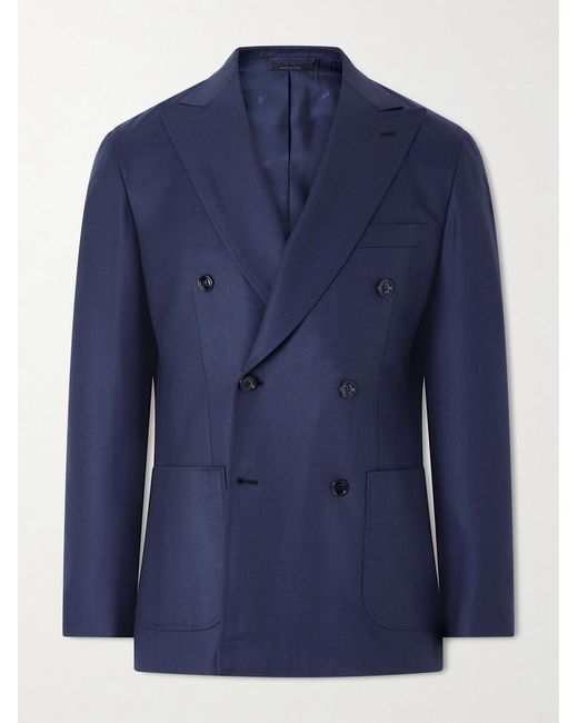 Brioni Blue Double-Breasted Wool Suit Jacket for men