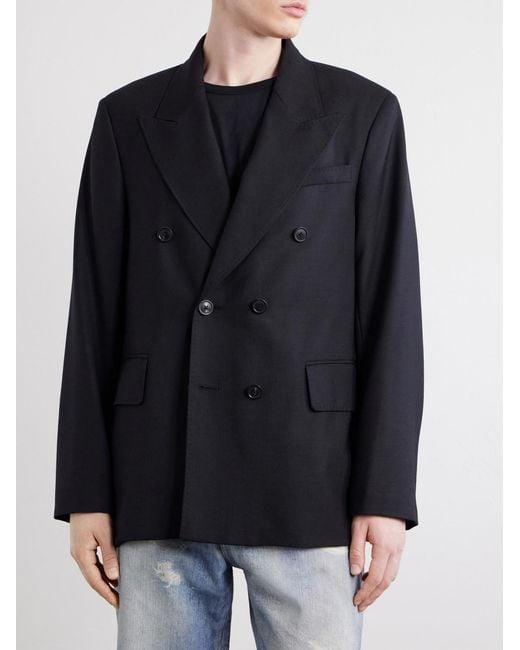 Our Legacy Black Double-Breasted Unstructured Wool Blazer for men