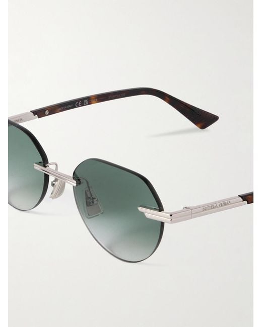 Bottega Veneta Green Rimless Round-Frame-Tone Sunglasses for men