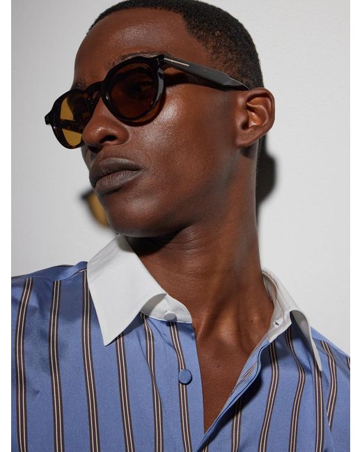 Tom Ford Natural Thomas-02 Round-Frame Acetate Sunglasses for men
