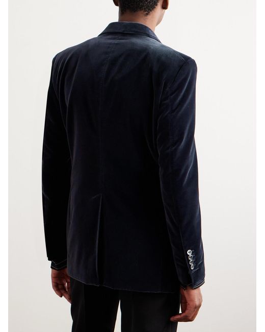 Tom Ford Blue Atticus Slim-Fit Cotton-Velvet Blazer for men