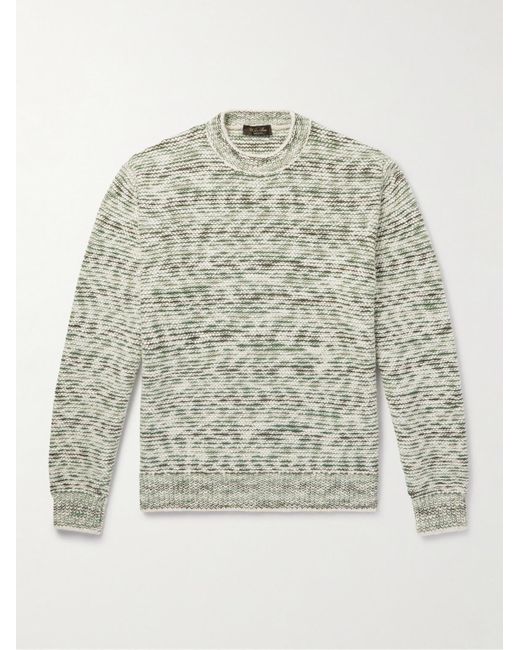Loro Piana White Gnifetti Textured-Knit Cashmere Sweater for men