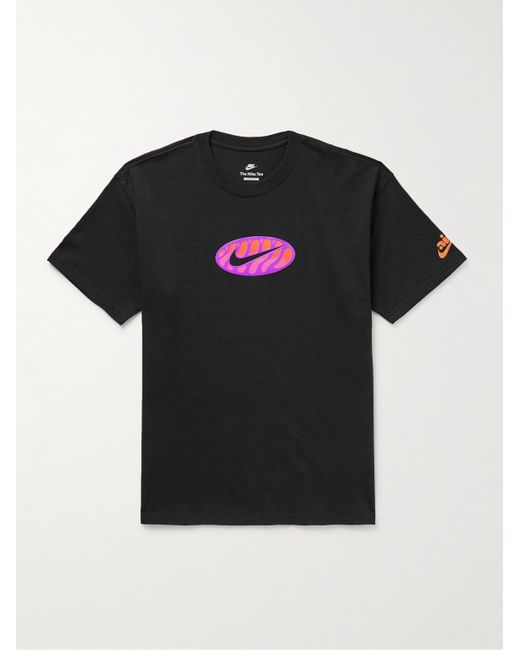 Nike Sportswear T-Shirt aus Baumwoll-Jersey mit Logoapplikation und Print in Black für Herren