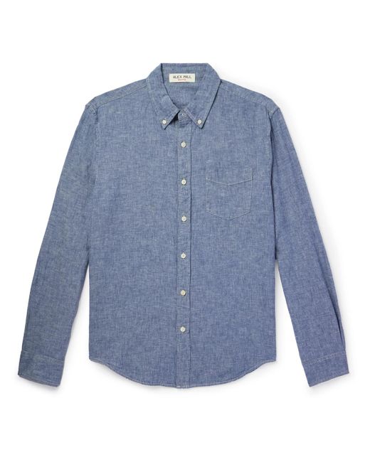Alex Mill Blue Button-down Collar Linen And Cotton-blend Chambray Shirt for men