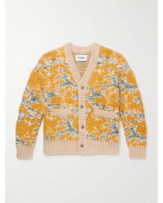 Corridor NYC Yellow Jacquard-Knit Cotton-Blend Cardigan for men