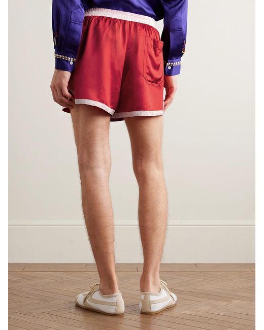 Bode Wide-Leg Logo-Embroidered Two-Tone Satin Shorts for men