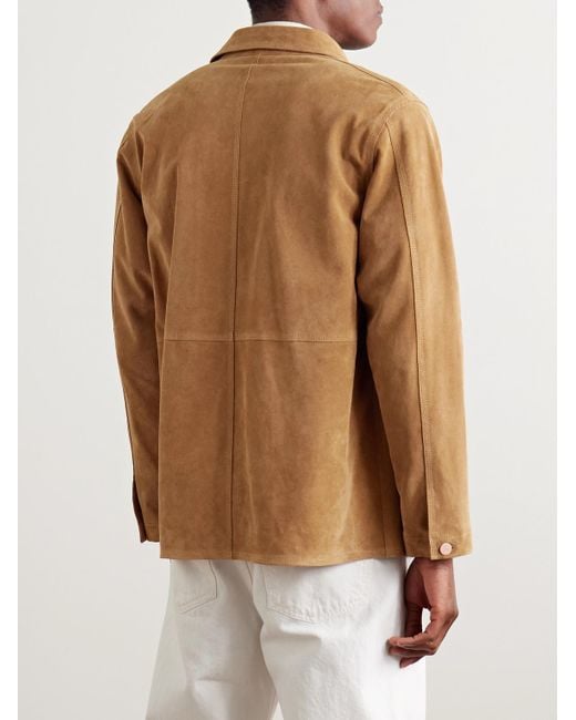 Drake's Brown Welder Suede Chore Jacket for men