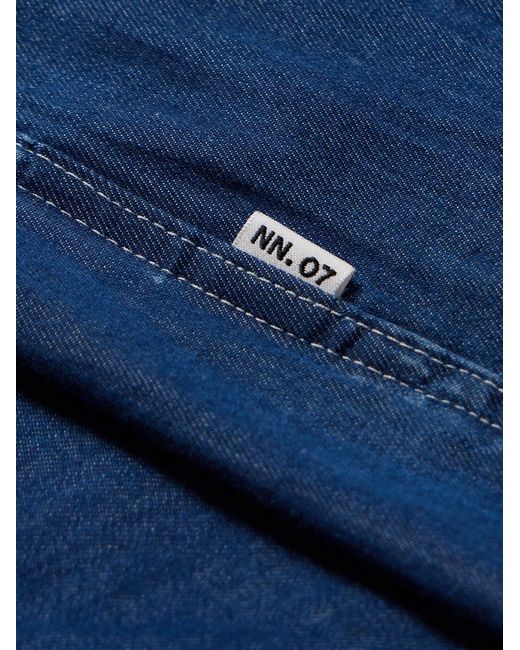 NN07 Blue Julio 5765 Cotton-Chambray Shirt for men