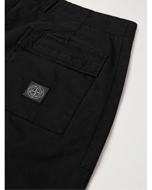 Stone Island Black Straight-leg Mercerised Stretch Supima Cotton Trousers for men