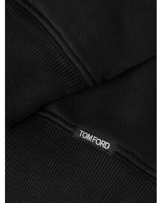 Tom Ford Blue Logo-appliquéd Garment-dyed Cotton-jersey Sweatshirt for men