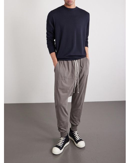 Rick Owens Gray Prisoner Tapered Cotton-jersey Sweatpants for men