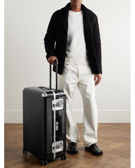 Fpm Milano Black Bank Light 76cm Leather-trimmed Makrolon® Polycarbonate Spinner Suitcase for men
