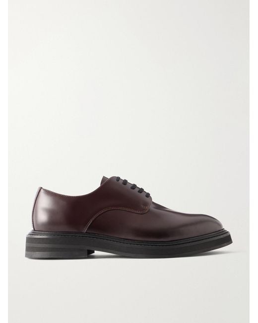 VINNY'S Brown Officer Polished-Leather Derby Shoes for men