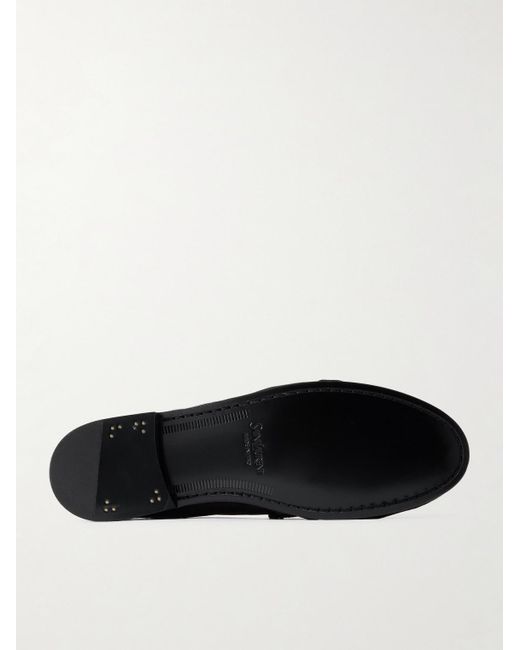 Saint Laurent White Le Loafer Monogram Logo-appliquéd Suede Penny Loafers for men